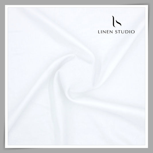 Burgoyne Pure Linen 120 Lea Twill Shirting - Super White (Premium) (NEW)