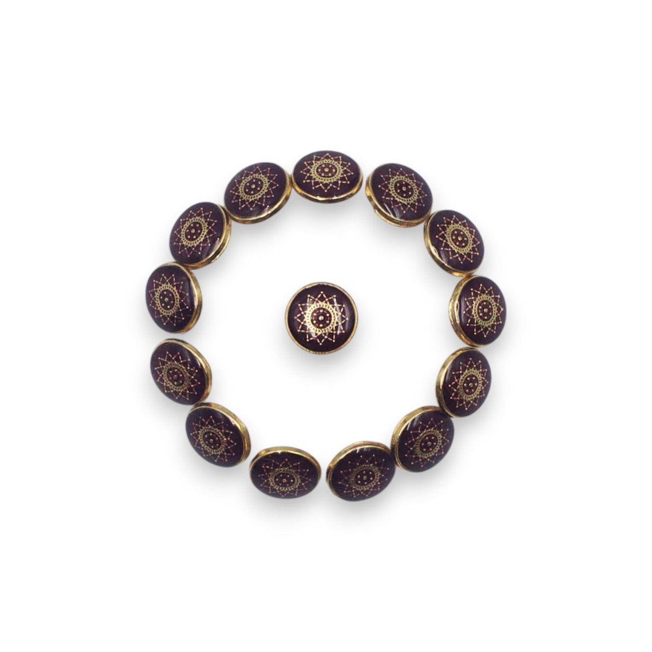 Textured Maroon Enamel Designer Metal Buttons - 2