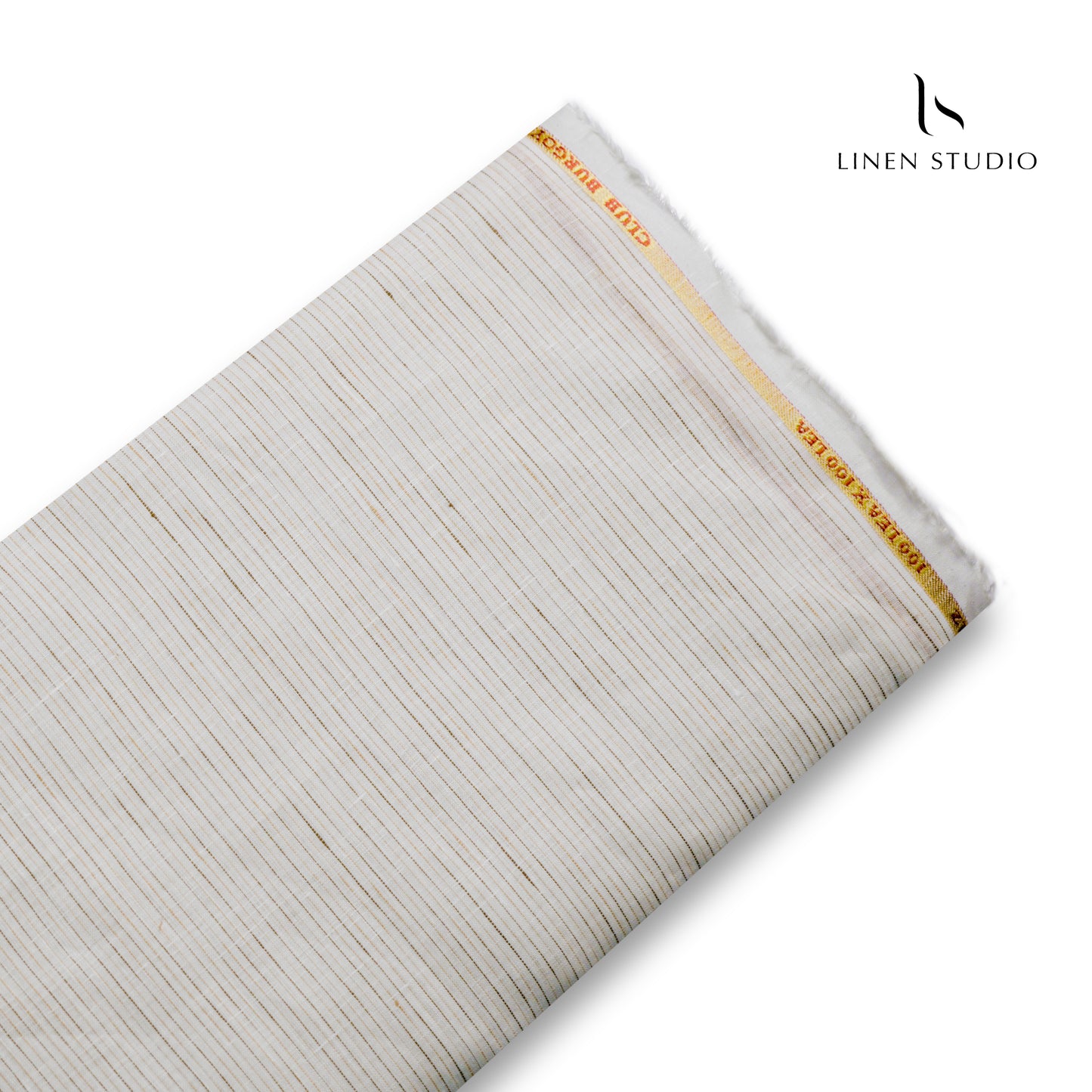 Burgoyne Exclusive 100 Lea Premium Linen Shirting - Off White Stripes 2 (Last few mtrs)