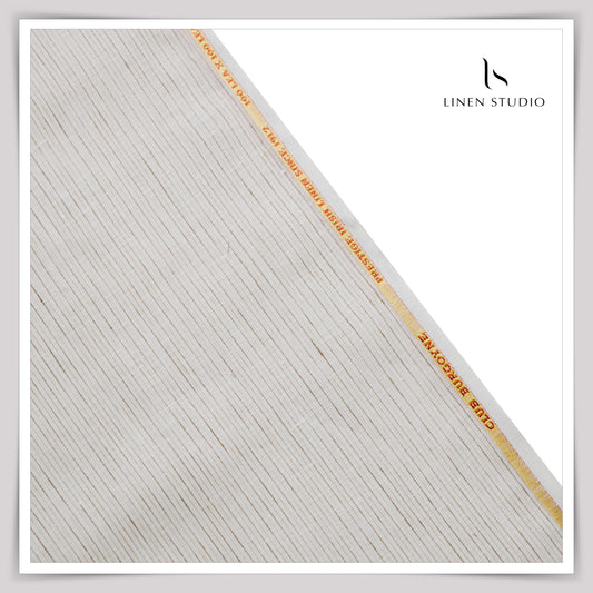 Burgoyne Exclusive 100 Lea Premium Linen Shirting - Off White Stripes 2 (Last few mtrs)
