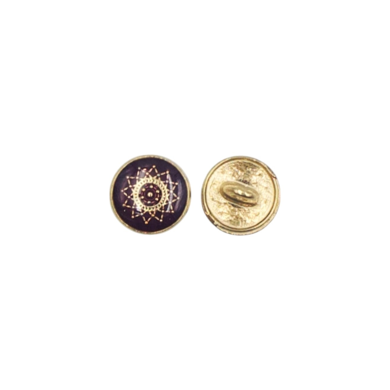 Textured Maroon Enamel Designer Metal Buttons - 2