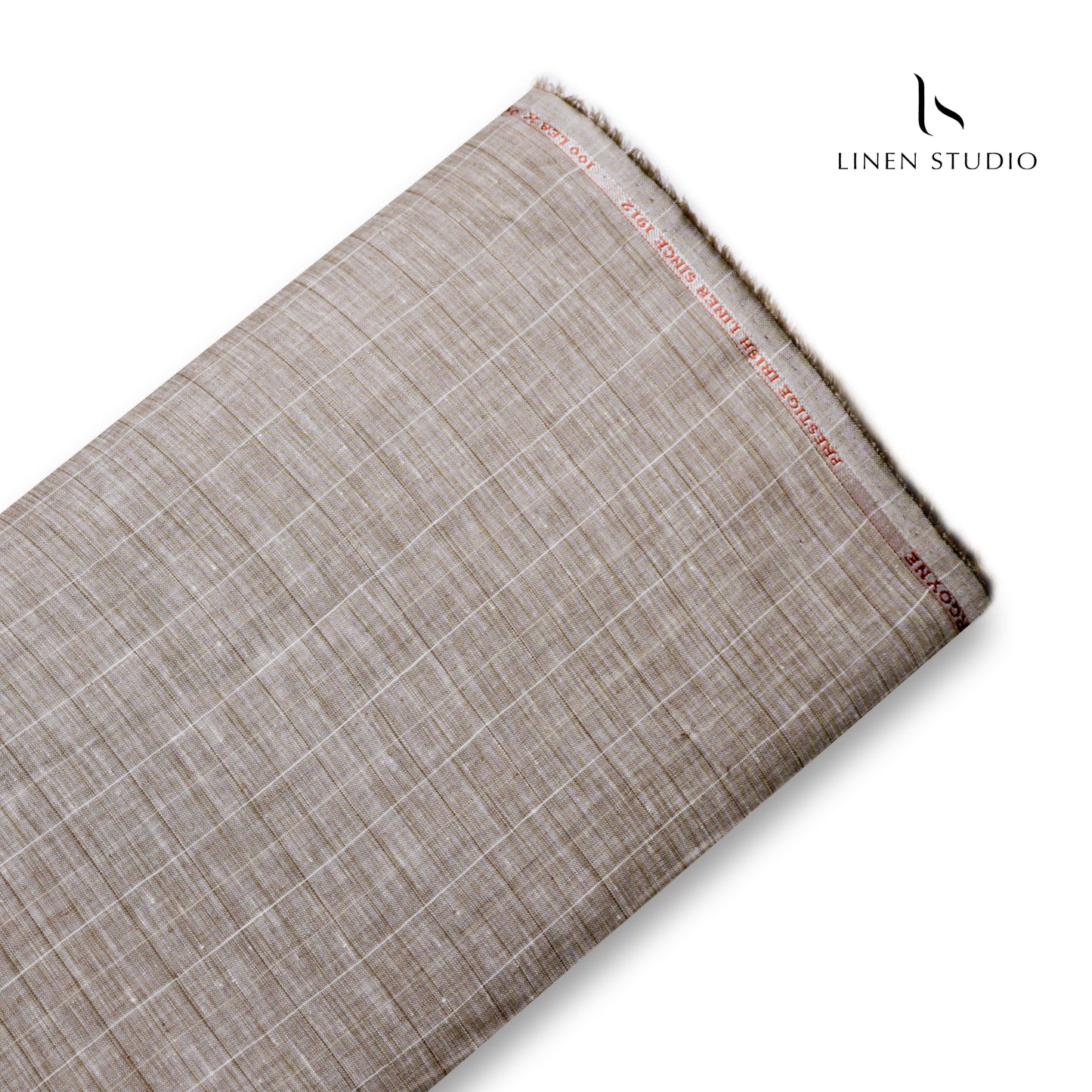 Burgoyne Exclusive 100 Lea Premium Linen Shirting - Light Brown Checks (Last few mtrs)
