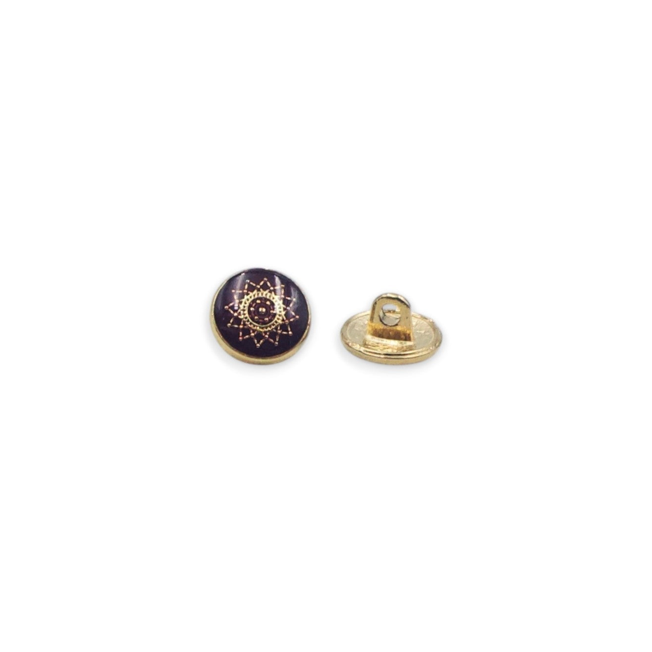 Textured Maroon Enamel Designer Metal Buttons - 2