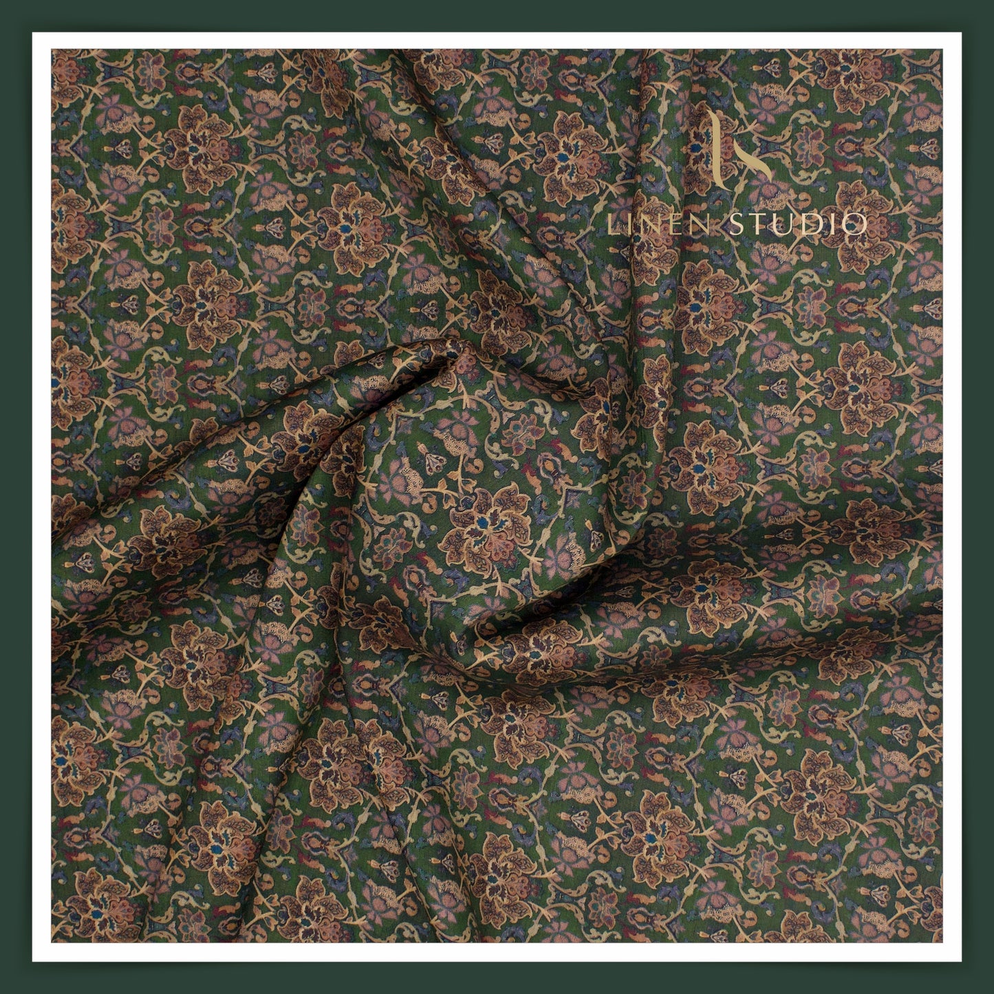 Cotton Silk Digital Printed Shirting - Lunar Green