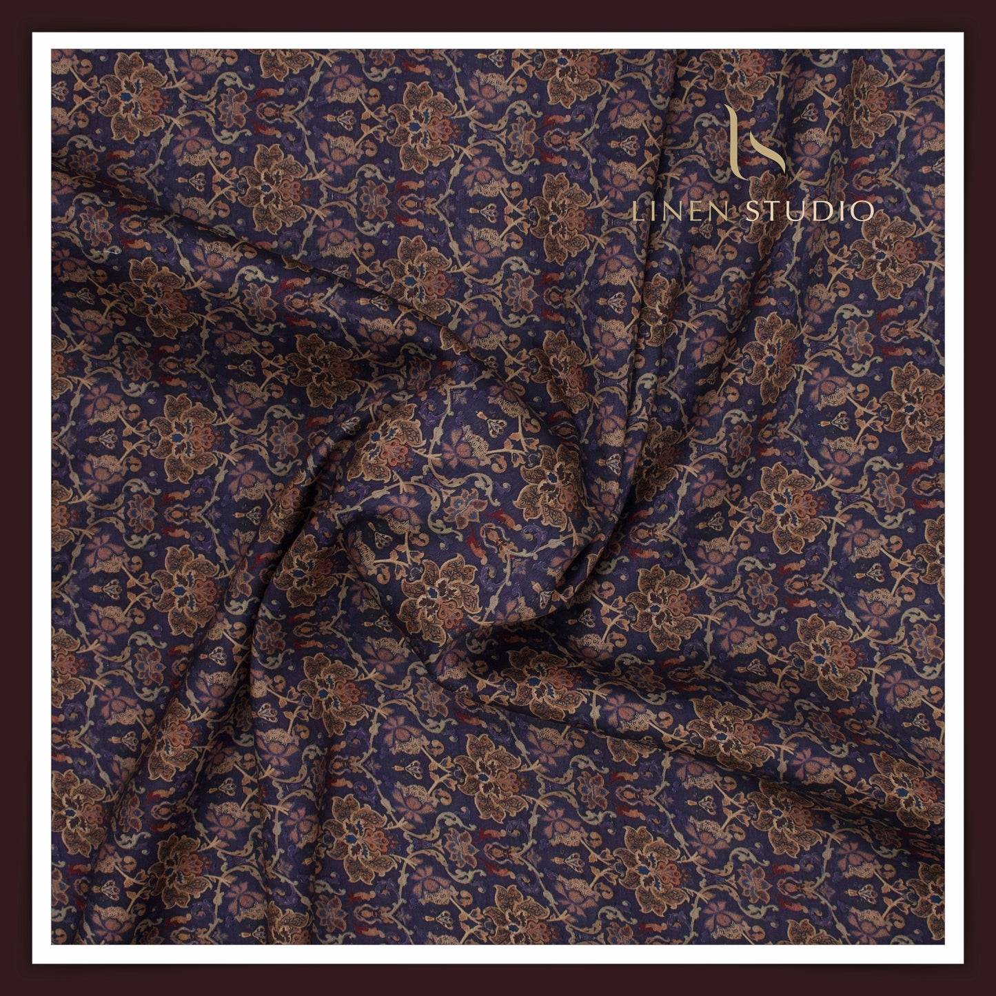 Cotton Silk Digital Printed Shirting - Aubergine Purple