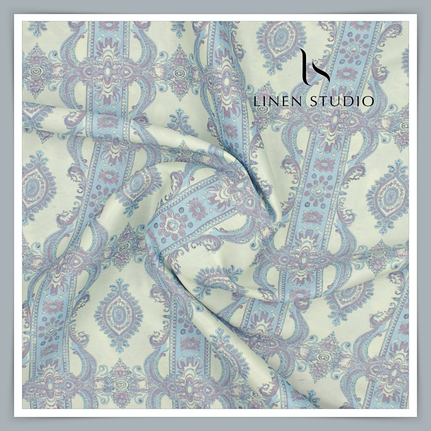 Cotton Silk Digital Printed Shirting - Grey Nickel