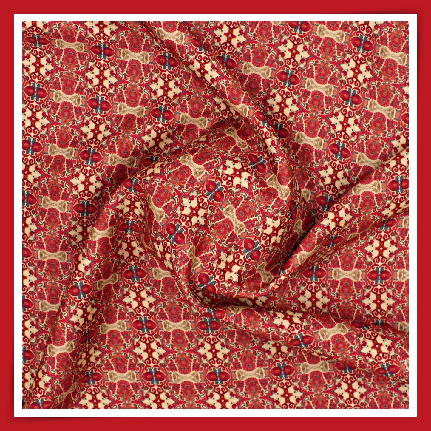 Cotton Silk Digital Printed Shirting - Pinkish Red
