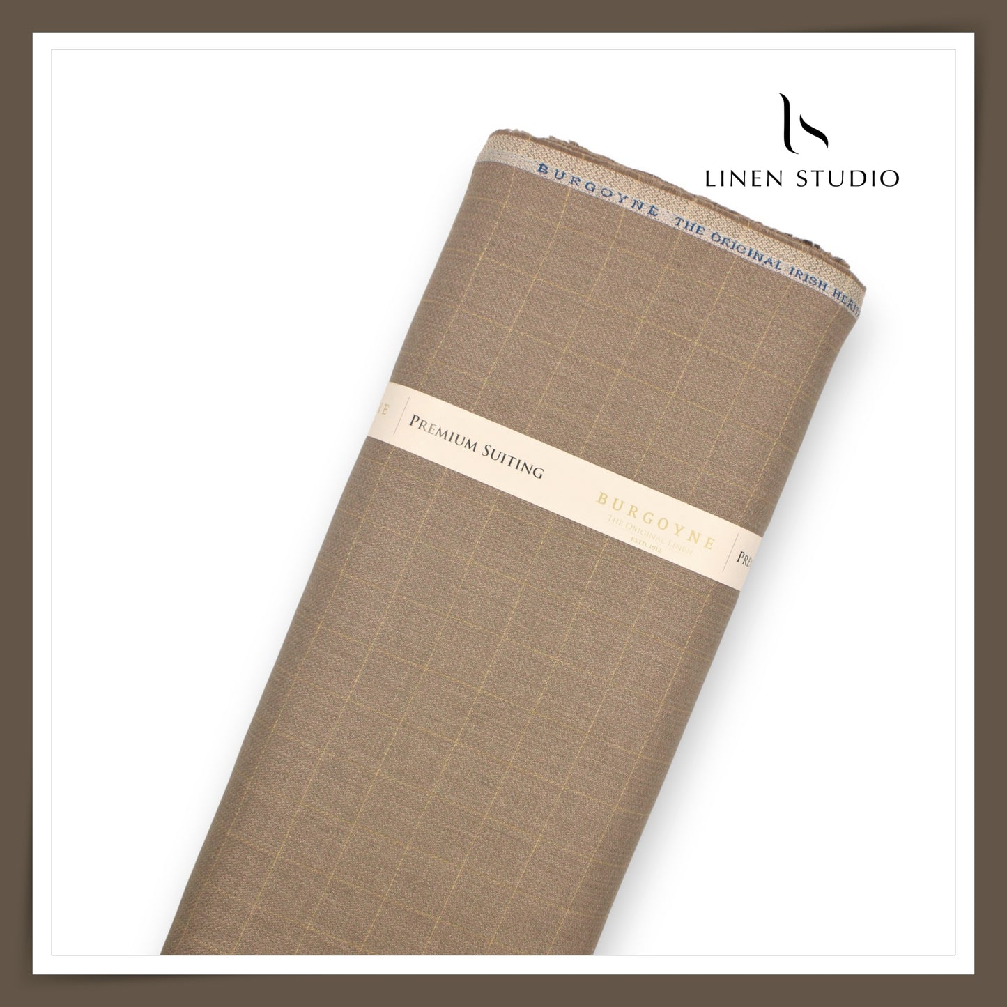 40 Lea Premium Linen Suiting by Burgoyne - Pastel Brown Checks with Texture (NEW) (Zoom In)