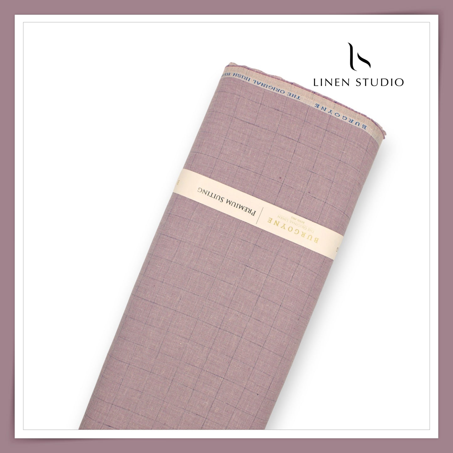 40 Lea Premium Linen Suiting by Burgoyne - Mauve Pink Checks (NEW) (Fastest Selling)