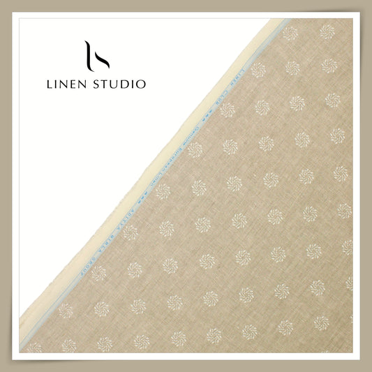 Linen Club 70 Lea Printed Shirting - Stone Natural Printed (NEW) (Zoom In)