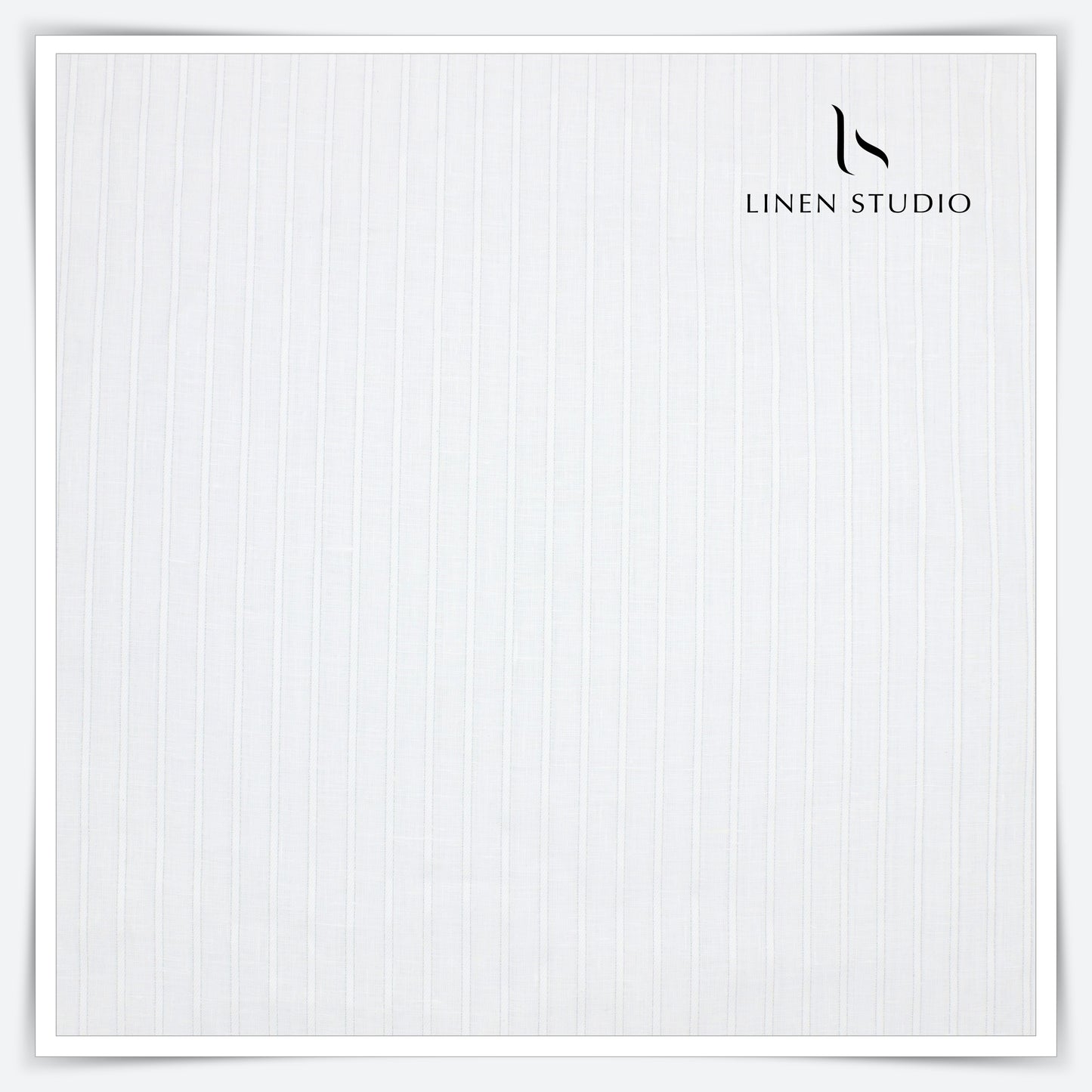 60 Lea European Linen Shirting - White with Silver Zari Stripes (zoom in)