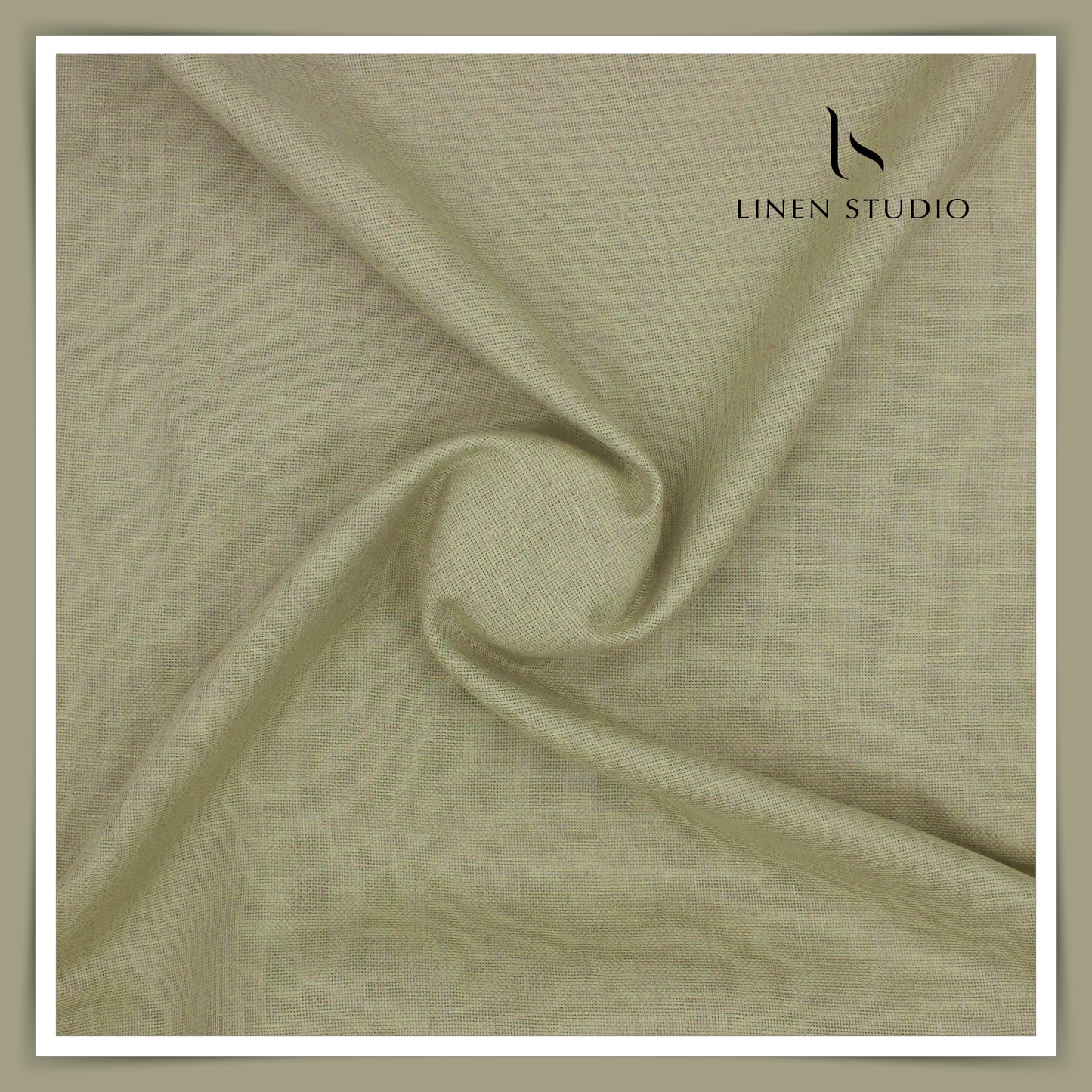 Linen Club 60 Lea Netted Shirting - Brownish Green (NEW)