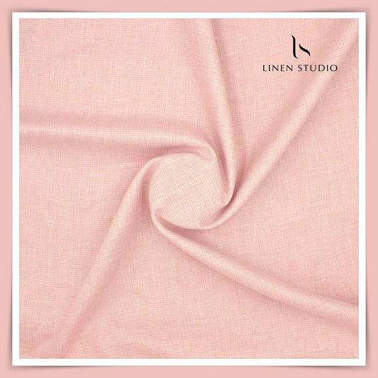 Linen Club 60 Lea Shirting - Peach Micro Checks (NEW)