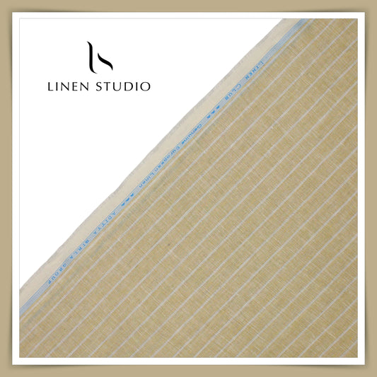 Linen Club 60 Lea Shirting - Dark Wheat Stripes (NEW)