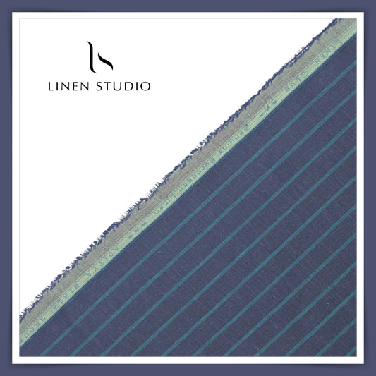 Linen Club 60 Lea Shirting - Marble Blue Stripes (NEW)