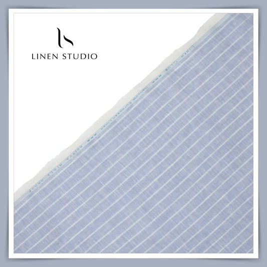 Linen Club 60 Lea Shirting - Light Blue Classic Stripes (NEW)