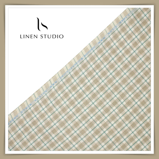Linen Club 50 Lea Shirting - Classic Natural Pastel Checks (NEW)