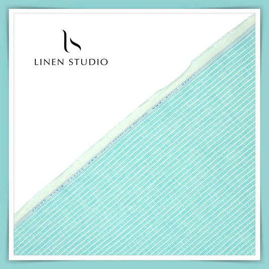 Linen Club 60 Lea Shirting - Northern Lights Blue Stripes (NEW)