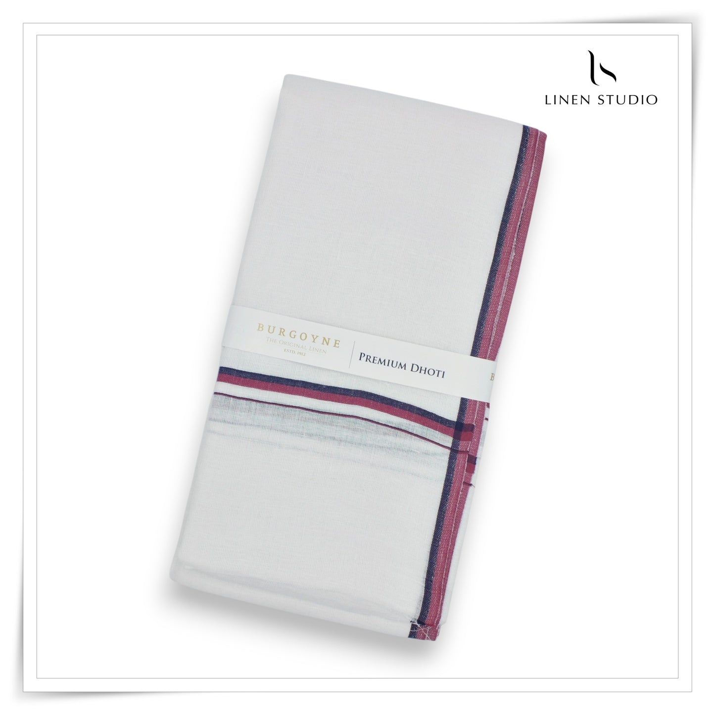 DMK Border - Pure Linen Premium Ceremonial Dhoti by Burgoyne (NEW)