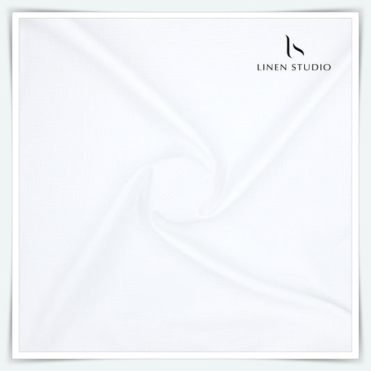 Linen Club 60 Lea White Dobby Small Self Checks (NEW) (Zoom In)