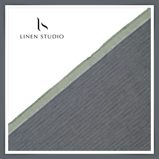 Linen Club 50 Lea Premium Linen Suiting - Mist Blue Dual Stripes (NEW)