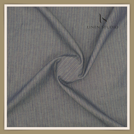 Linen Club 50 Lea Premium Linen Suiting - Mist Blue Dual Stripes (NEW)