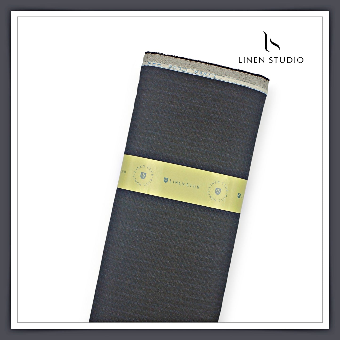 Linen Club 40 Lea Premium Linen Suiting - Black with Subtle Blue Stripes (NEW)