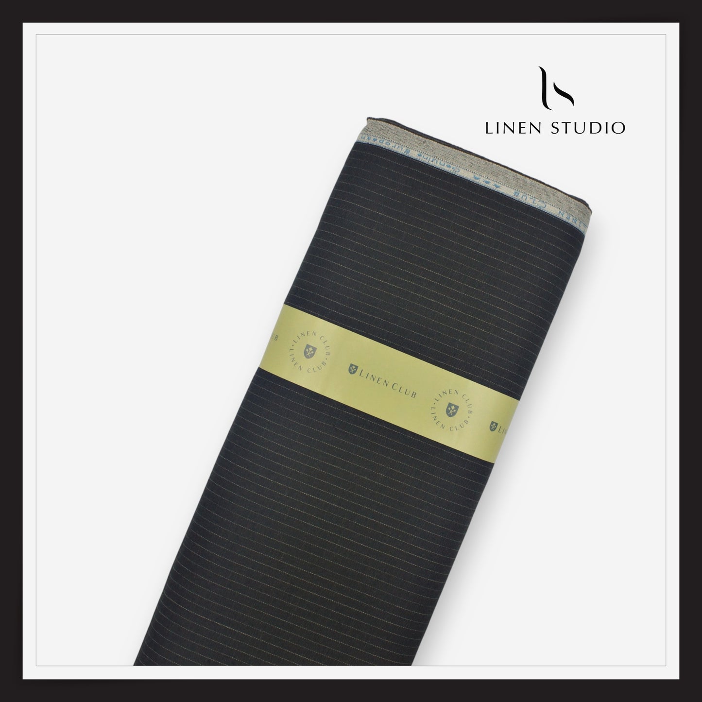 Linen Club 40 Lea Premium Linen Suiting - Black with White Stripes (NEW)