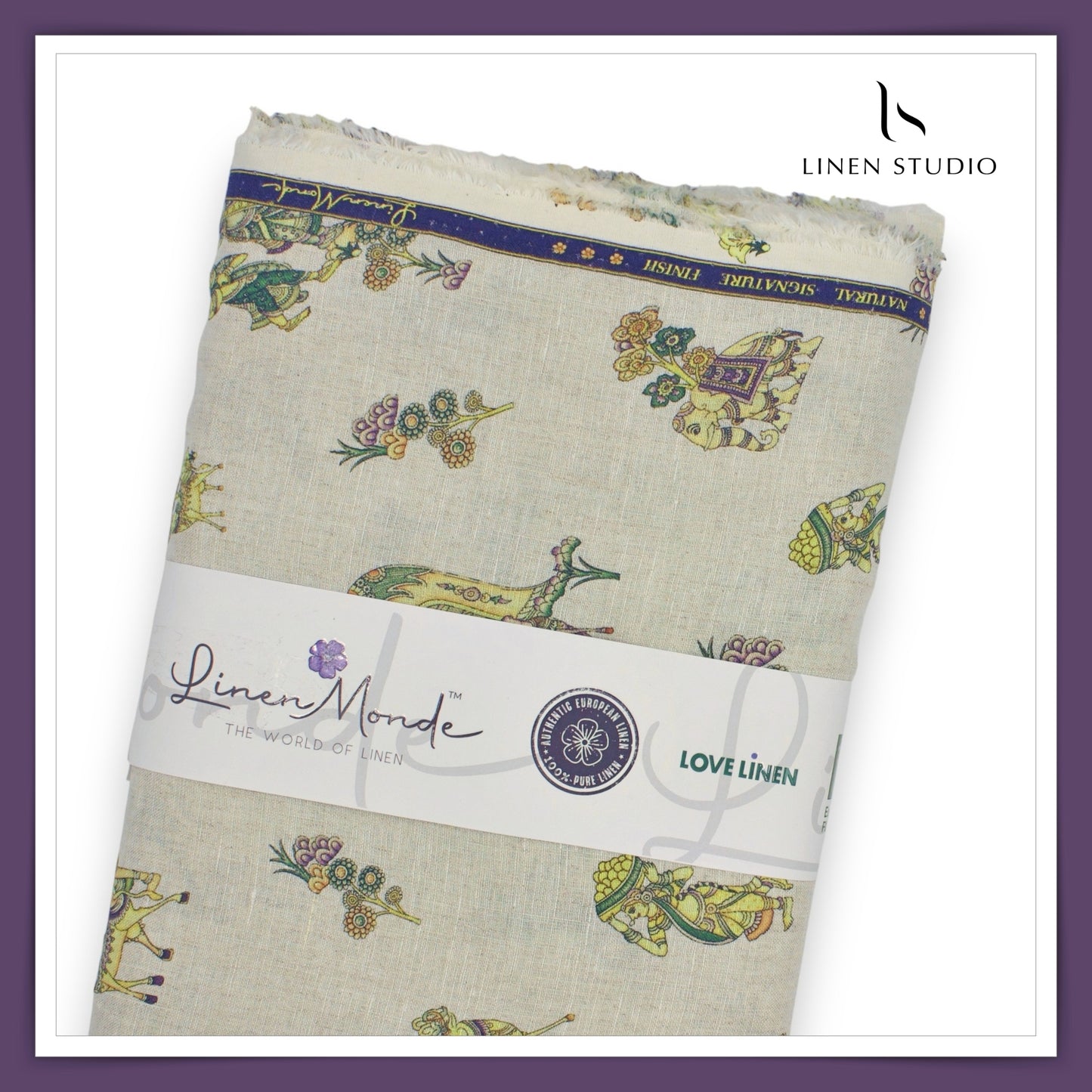 70 Lea Premium Linen Digital Print - Kamadhenu Yellow (Fastest Selling)