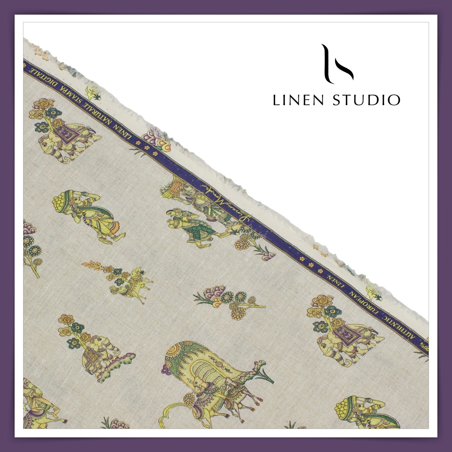 70 Lea Premium Linen Digital Print - Kamadhenu Yellow (Fastest Selling)