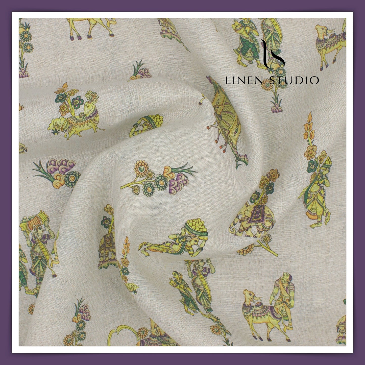 70 Lea Premium Linen Digital Print - Kamadhenu Yellow (Fastest Selling)