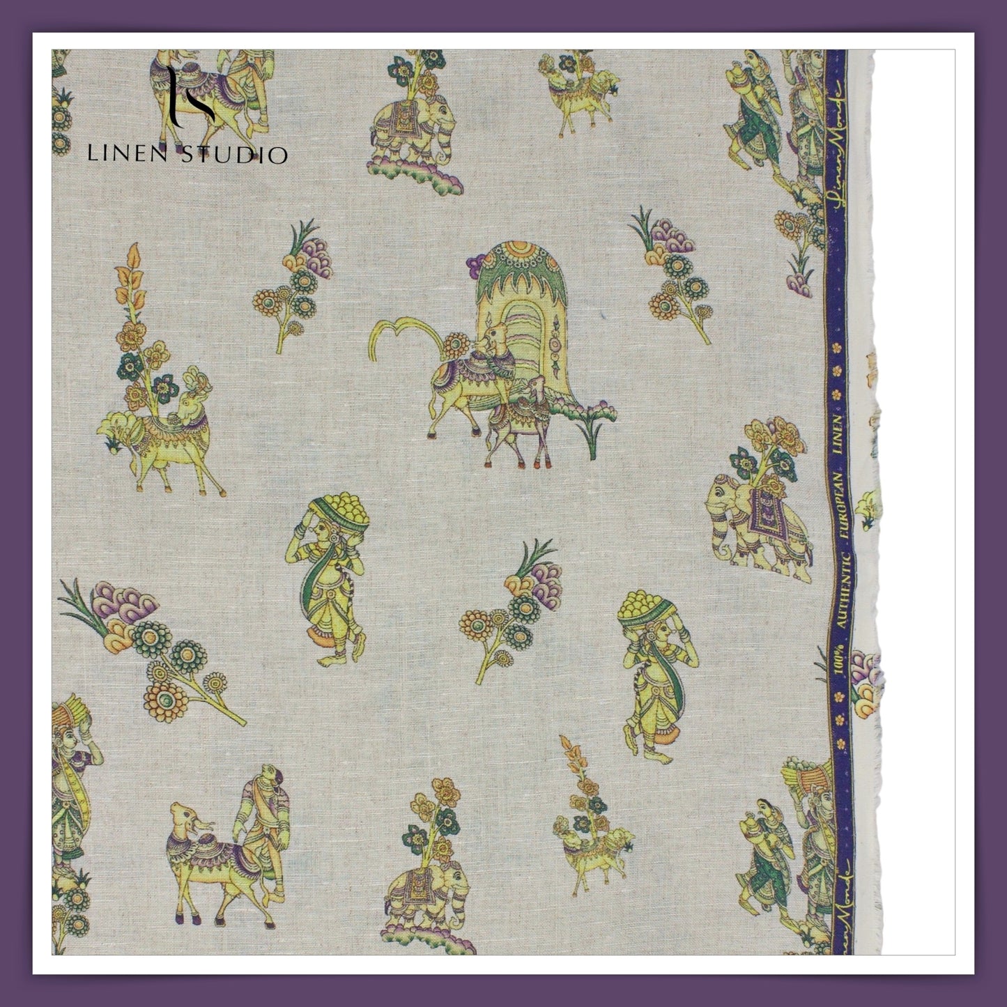 70 Lea Premium Linen Digital Print - Kamadhenu Yellow (Fastest Selling)