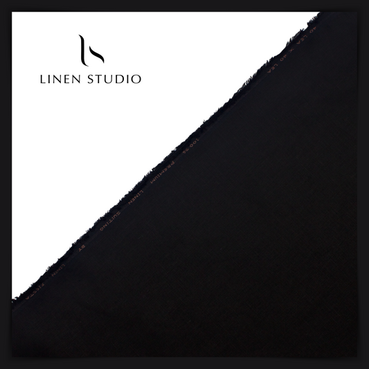 Pure Linen Trouser Fabric - Twill Black - Linen Studio