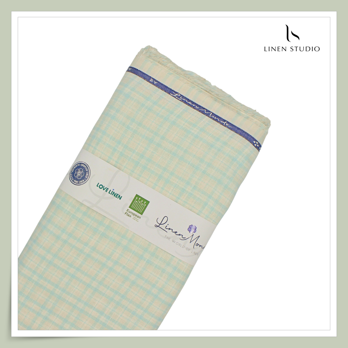 70 Lea Textured Shirting by Linen Monde - Powder Ash Blue Checks (NEW) (Zoom In)