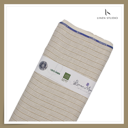 70 Lea Textured Shirting by Linen Monde - Silk Grey Dobby Stripes (NEW) (Zoom In)