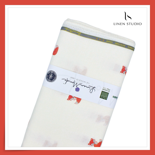 70 Lea Exclusive Digital Printed Shirting by Linen Monde - White Pinocchio (NEW)