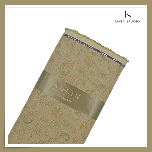 70 Lea Exclusive Pure Linen Jacquard Shirting by Linen Monde - Golden Brown (NEW) (Zoom In)