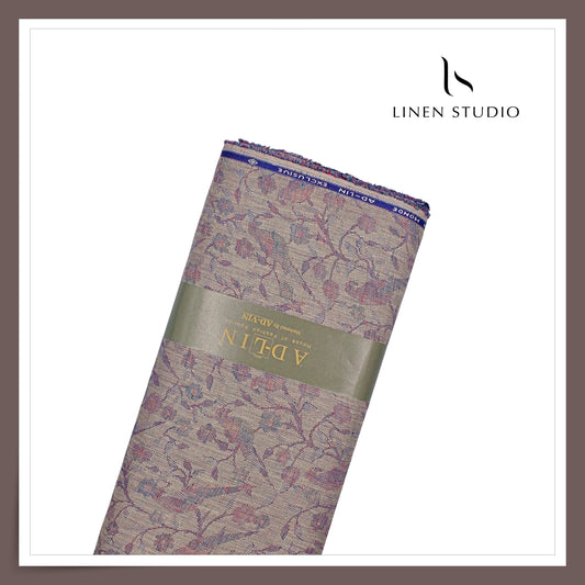 70 Lea Exclusive Pure Linen Jacquard Shirting by Linen Monde - Pink Lago (NEW) (Zoom In)