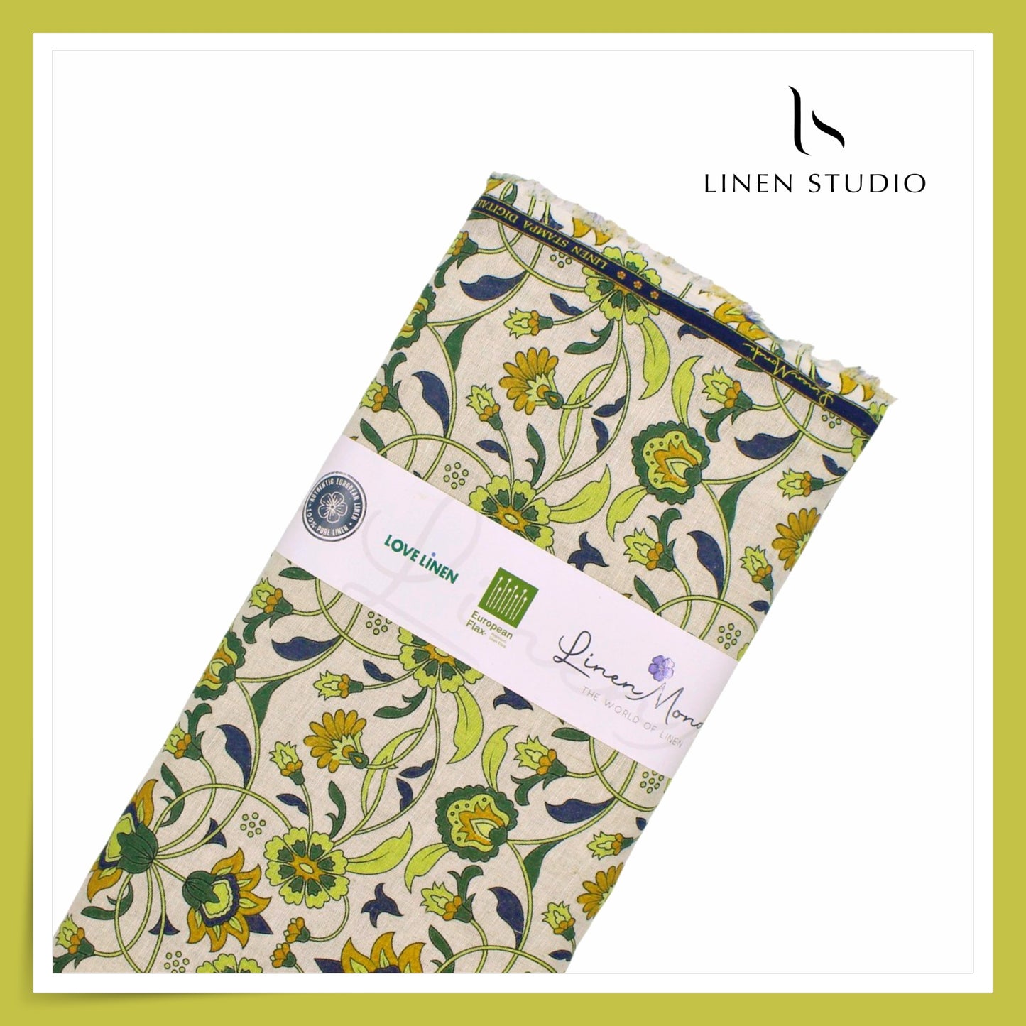 70 Lea Exclusive Digital Printed Shirting by Linen Monde - Avacado Green (NEW)