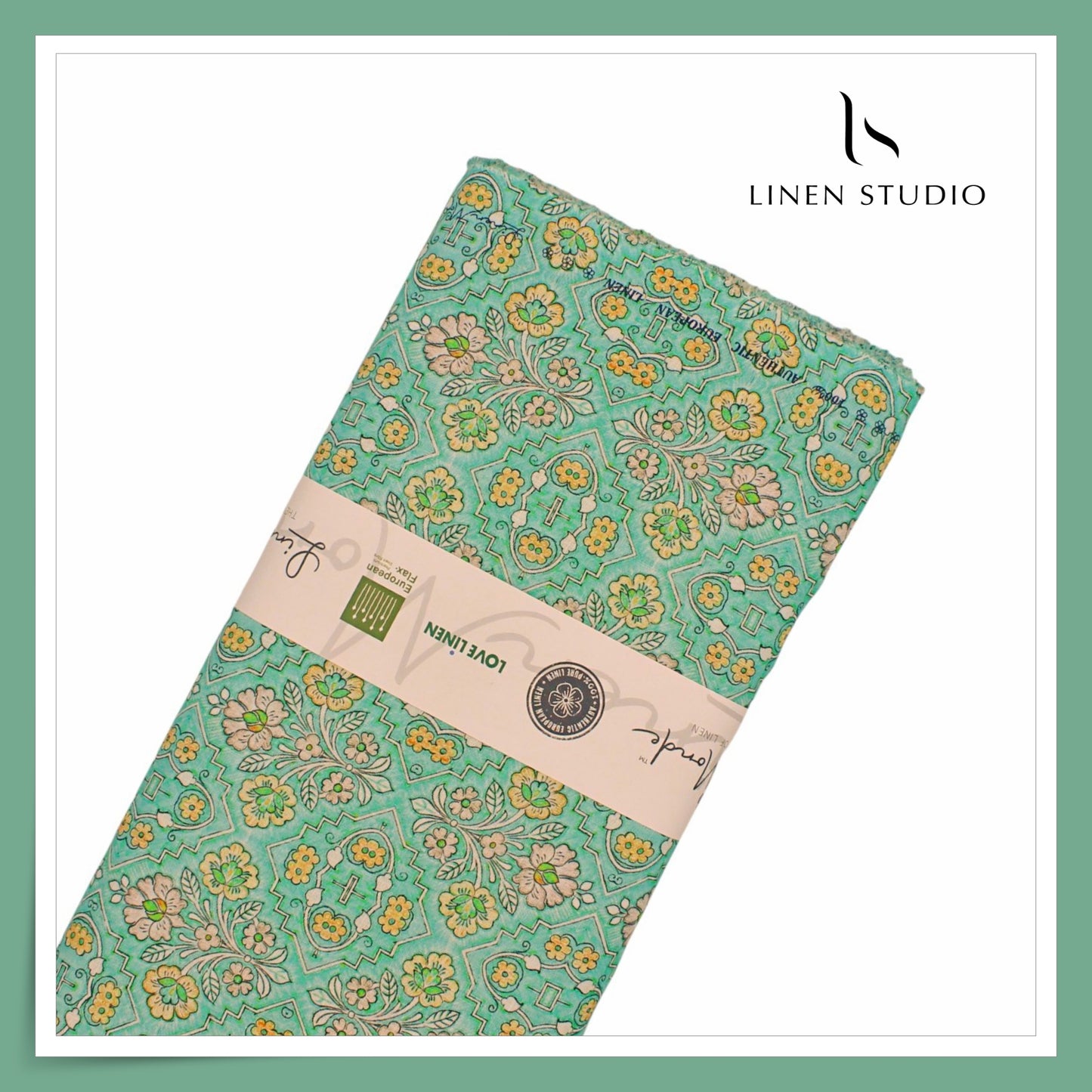 70 Lea Exclusive Digital Printed Shirting by Linen Monde - Summer Green (NEW)