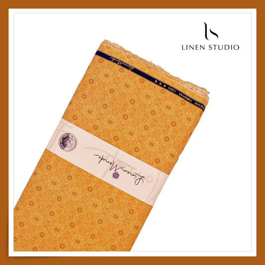 70 Lea Exclusive Digital Printed Shirting by Linen Monde - Saffron Gold (NEW)