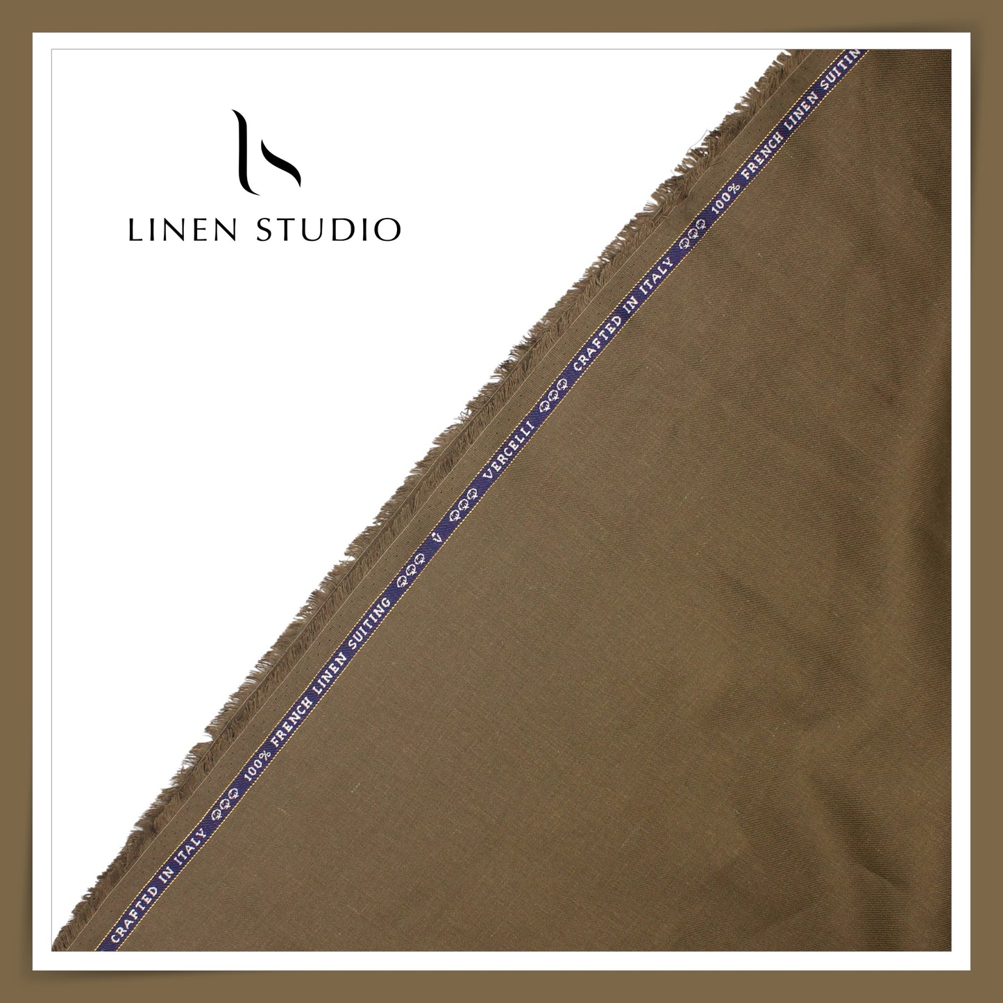 60 Lea French Linen Suiting by Vercelli Italy - Tobacco Brown (1st in India) (NEW)