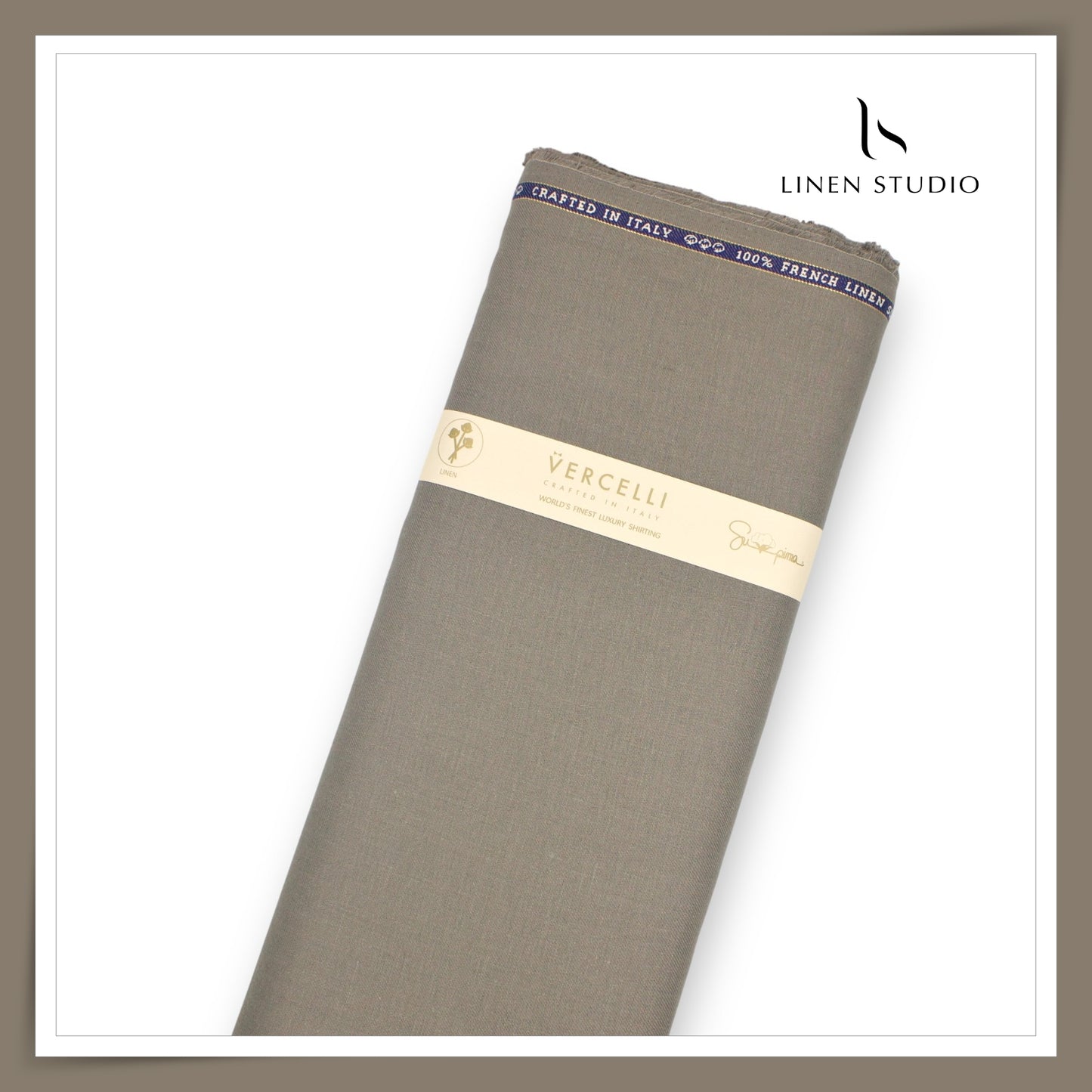 60 Lea French Linen Suiting by Vercelli Italy - Brownish Grey (1st in India) (NEW)