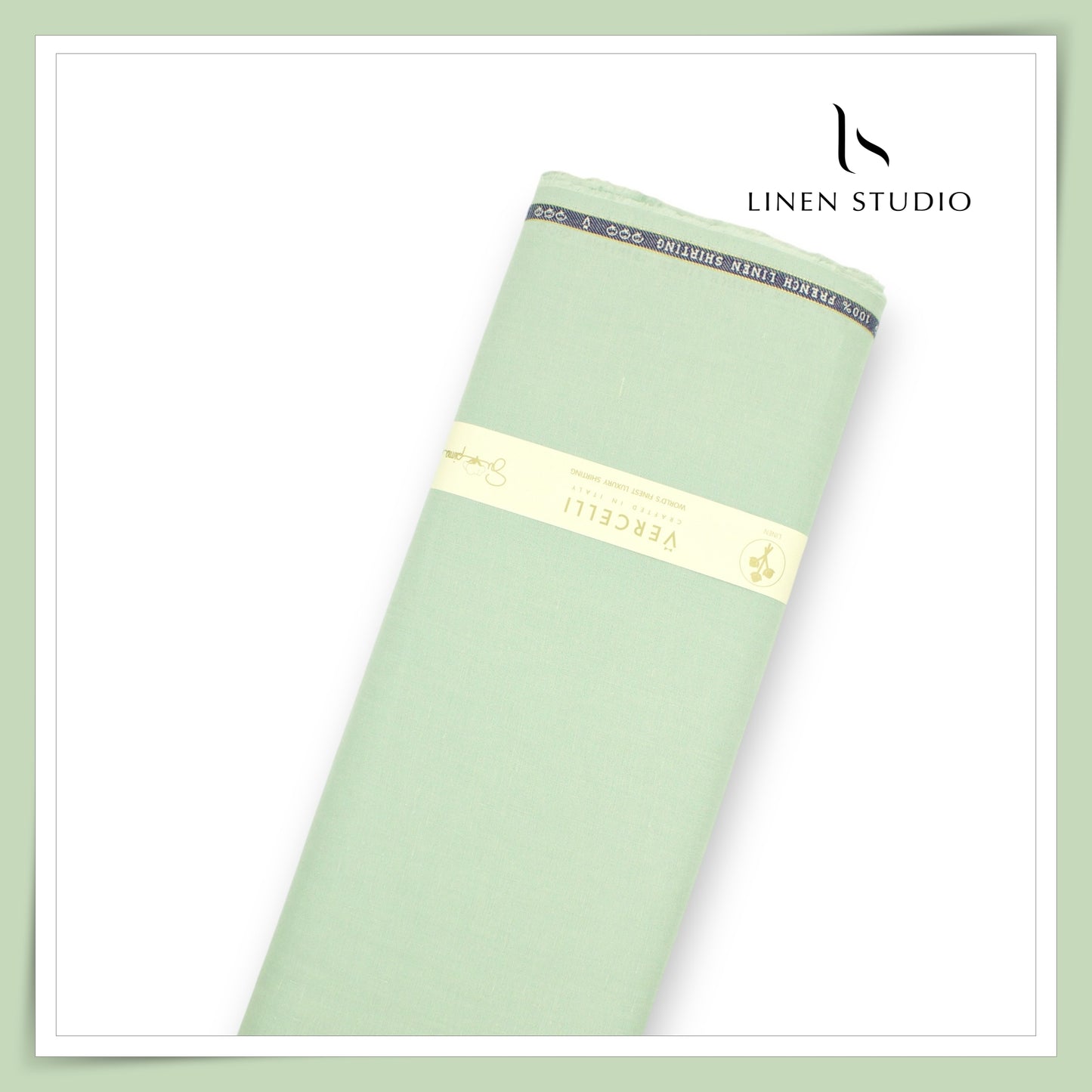 80 Lea French Linen Shirting by Vercelli Italy - Pistachio Green (1st in India) (NEW)
