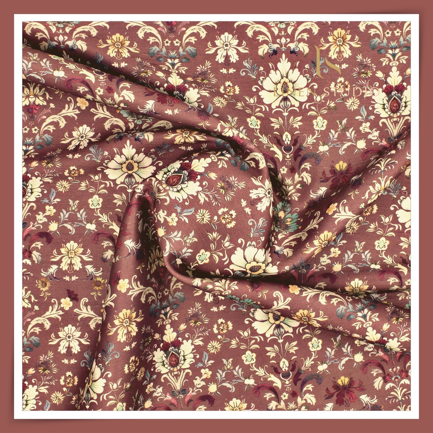 Cotton Silk Digital Printed Shirting - Coral Pink
