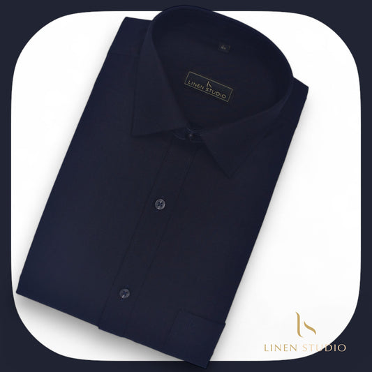 Pure Cotton 40's Count Plain Shirt - Royal Blue - Linen Studio