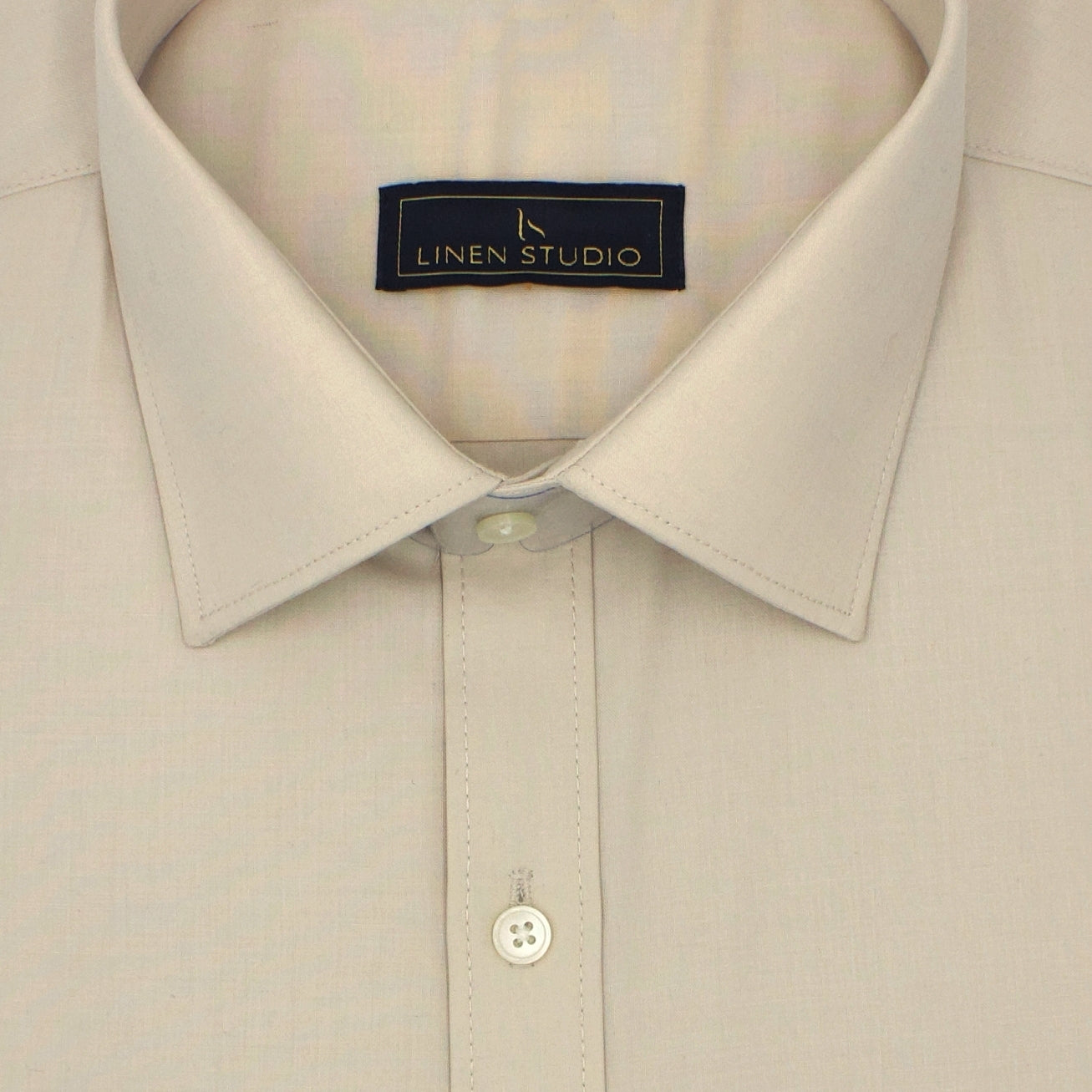 Pure Cotton 60's Count Plain Shirt - Beige - Linen Studio