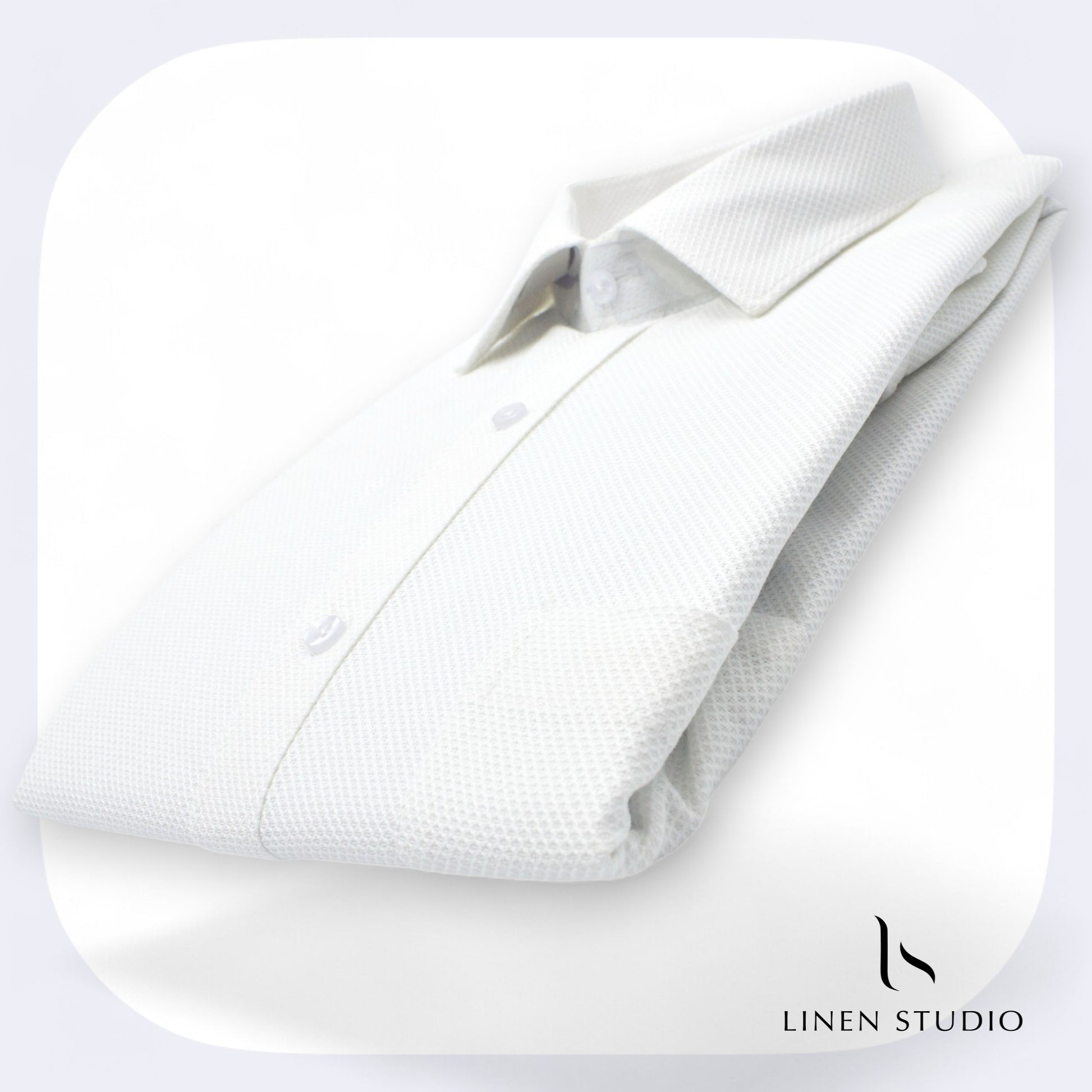 Pure Cotton Netted Dobby White Shirt - Linen Studio