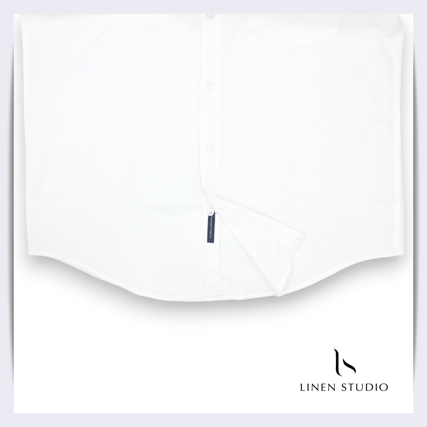 Pure Cotton Netted Dobby White Shirt - Linen Studio
