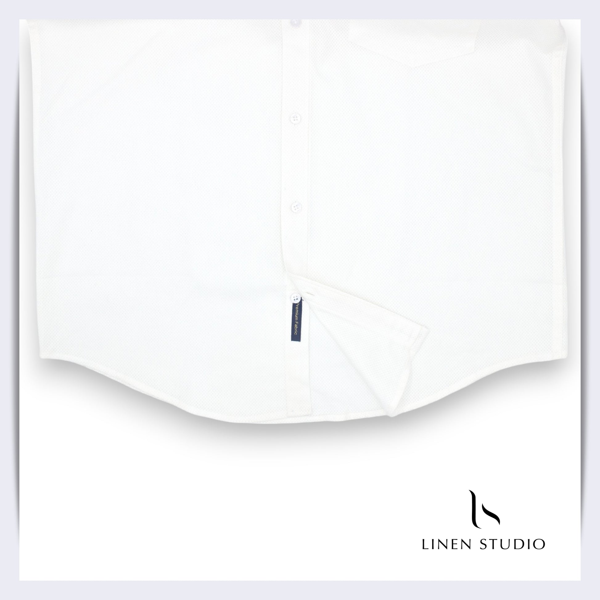 Pure Cotton Netted Dobby White Shirt - Linen Studio
